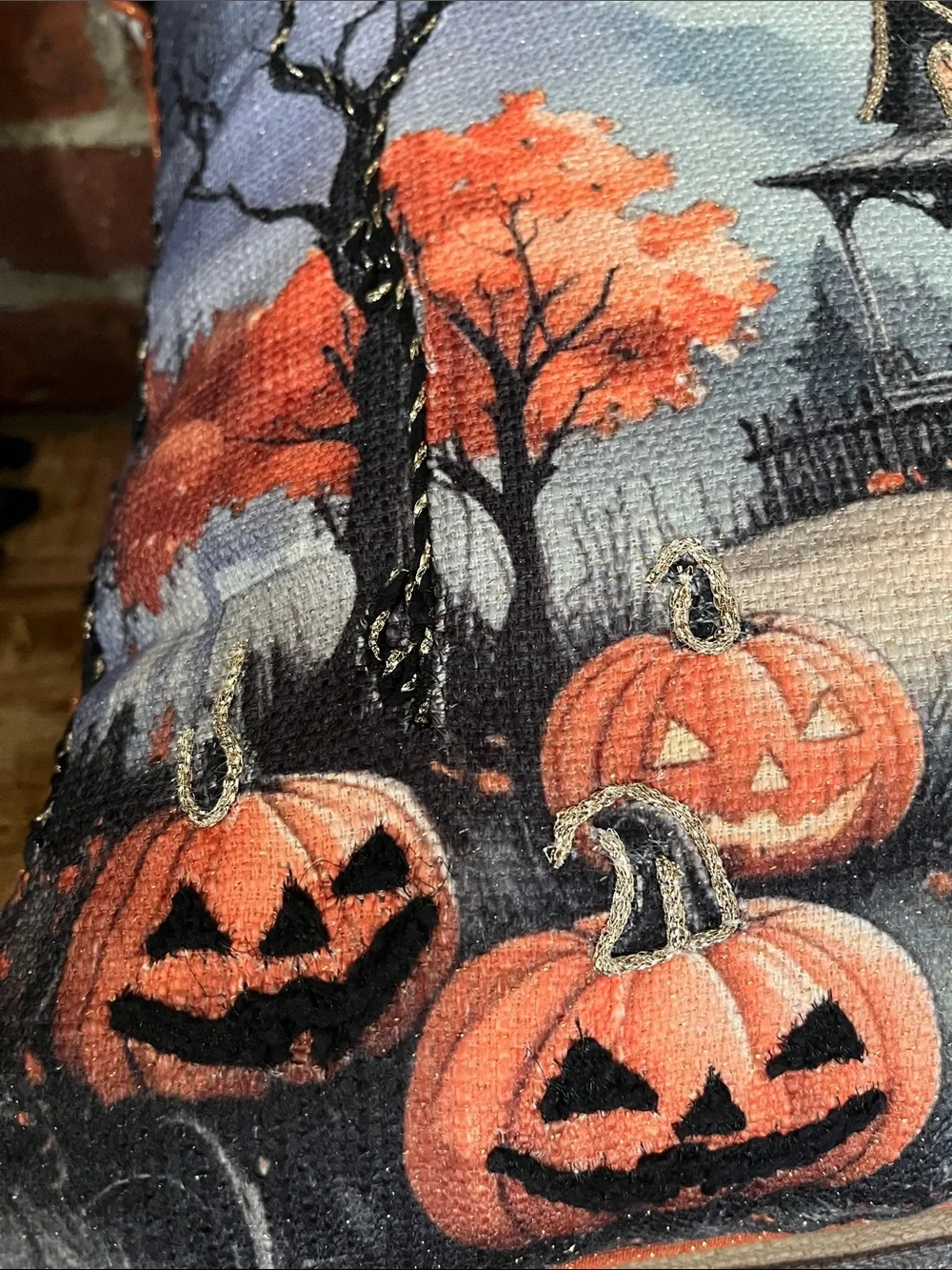 Cynthia Rowley Black and Orange Novelty Keyhole Print Pillow